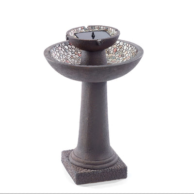 Smart Solar 2 Tier Solar Powered Water Fountain with Stone Details (Open Box)