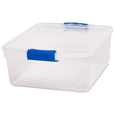 Homz 31 Quart Heavy Duty Clear Plastic Stackable Storage Containers, 4 Pack (2 Pack)  + Homz 15.5 Quart Heavy Duty Clear Plastic Stackable Storage Containers, 4 Pack (2 Pack)