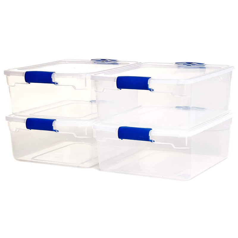 Homz 31qt Clear Plastic Stackable Storage Containers, 4 Pack & 15.5qt, 4 Pack
