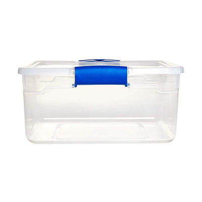 Homz 31 Quart Heavy Duty Clear Plastic Stackable Storage Containers, 4 Pack (2 Pack)  + Homz 15.5 Quart Heavy Duty Clear Plastic Stackable Storage Containers, 4 Pack (2 Pack)