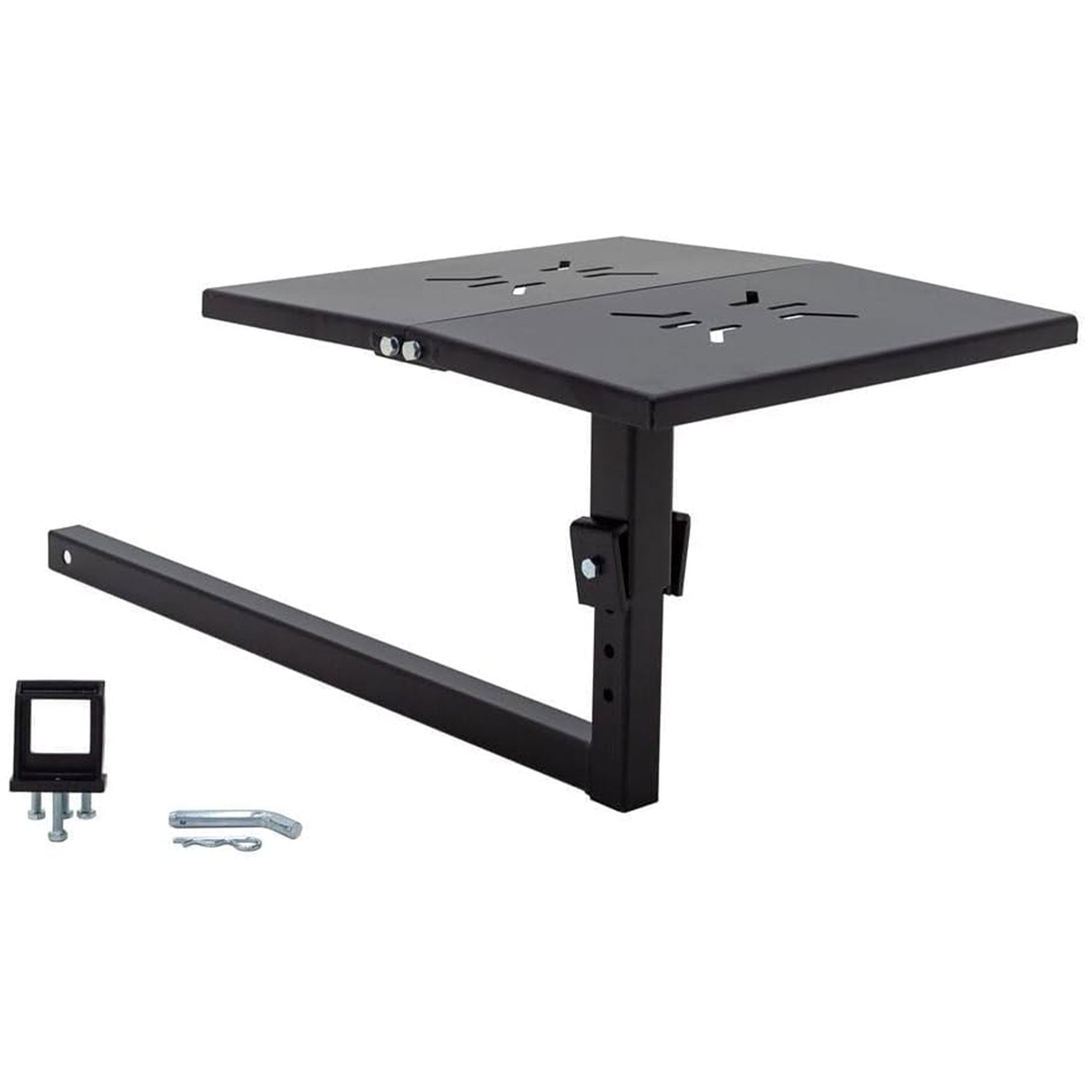 Tow Tuff Folding Work Bench, Heavy-Duty Steel Hitch-Mount Table, 24 x 22 Inch - VMInnovations
