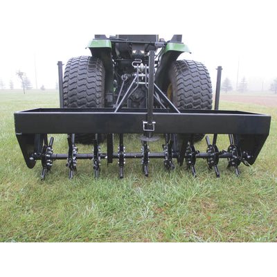 Field Tuff 60" 3-Point Plug Aerator, Heavy-Duty Steel, Cat 0 & 1 Tractors, Black - VMInnovations