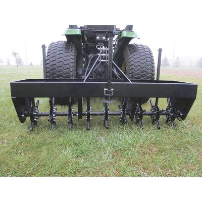 Field Tuff 48" 3-Point Plug Aerator, Heavy-Duty Steel, Cat 0 & 1 Tractors, Black