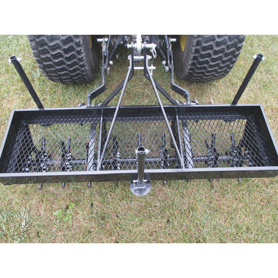Field Tuff 48" 3-Point Plug Aerator, Heavy-Duty Steel, Cat 0 & 1 Tractors, Black
