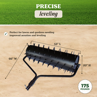 Yard Tuff Drum Spike Aerator, 60 Inch Tow Behind Lawn Roller Attachment, Black - VMInnovations