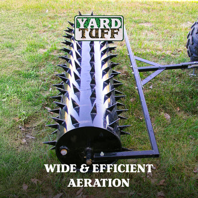 Yard Tuff Drum Spike Aerator, 60 Inch Tow Behind Lawn Roller Attachment, Black - VMInnovations