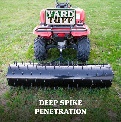 Yard Tuff Drum Spike Aerator, 60 Inch Tow Behind Lawn Roller Attachment, Black - VMInnovations