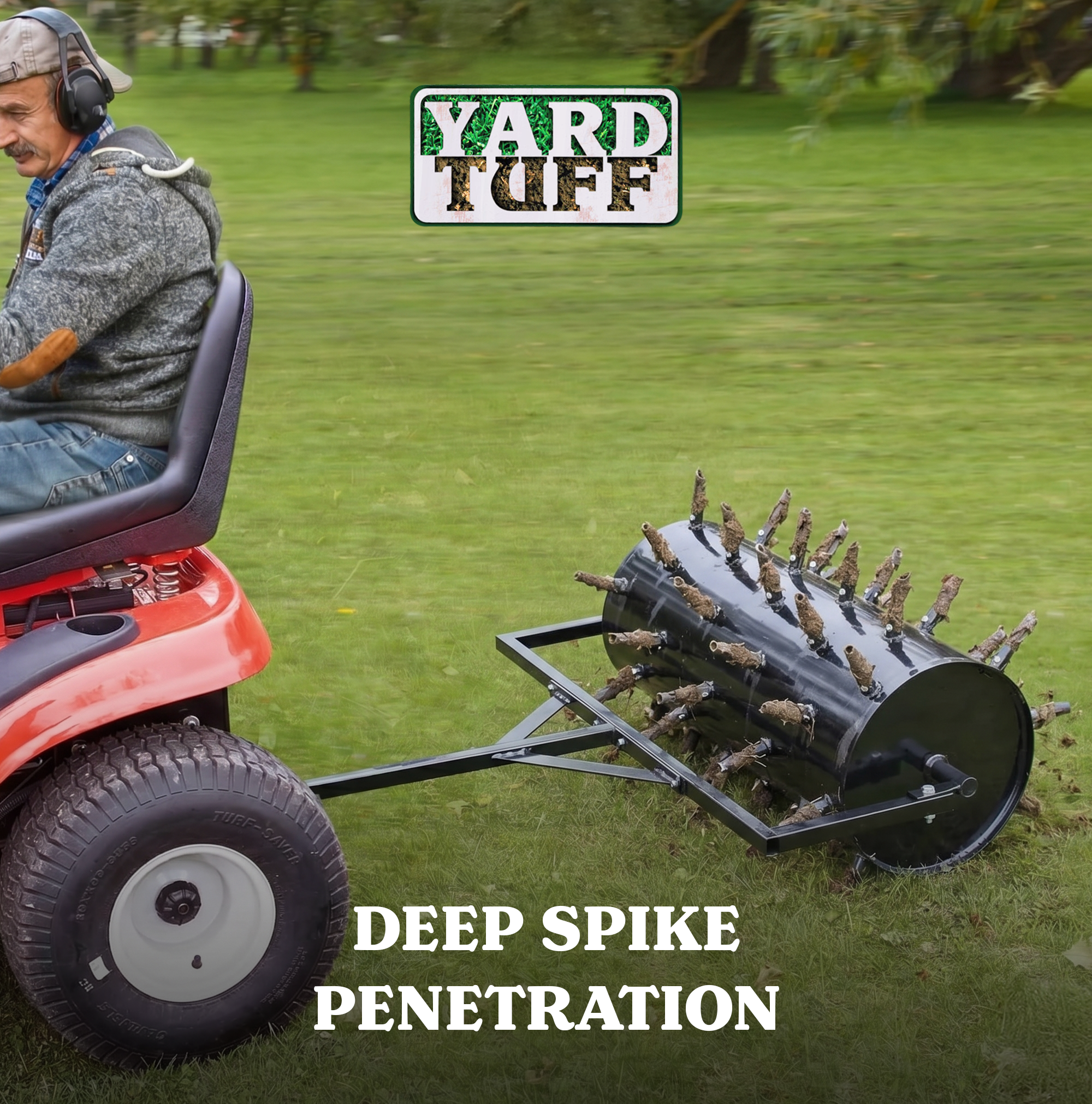 Yard Tuff Drum Plug Style Aerator Tow-Behind UTV or ATV Steel Blade, 36" Wide
