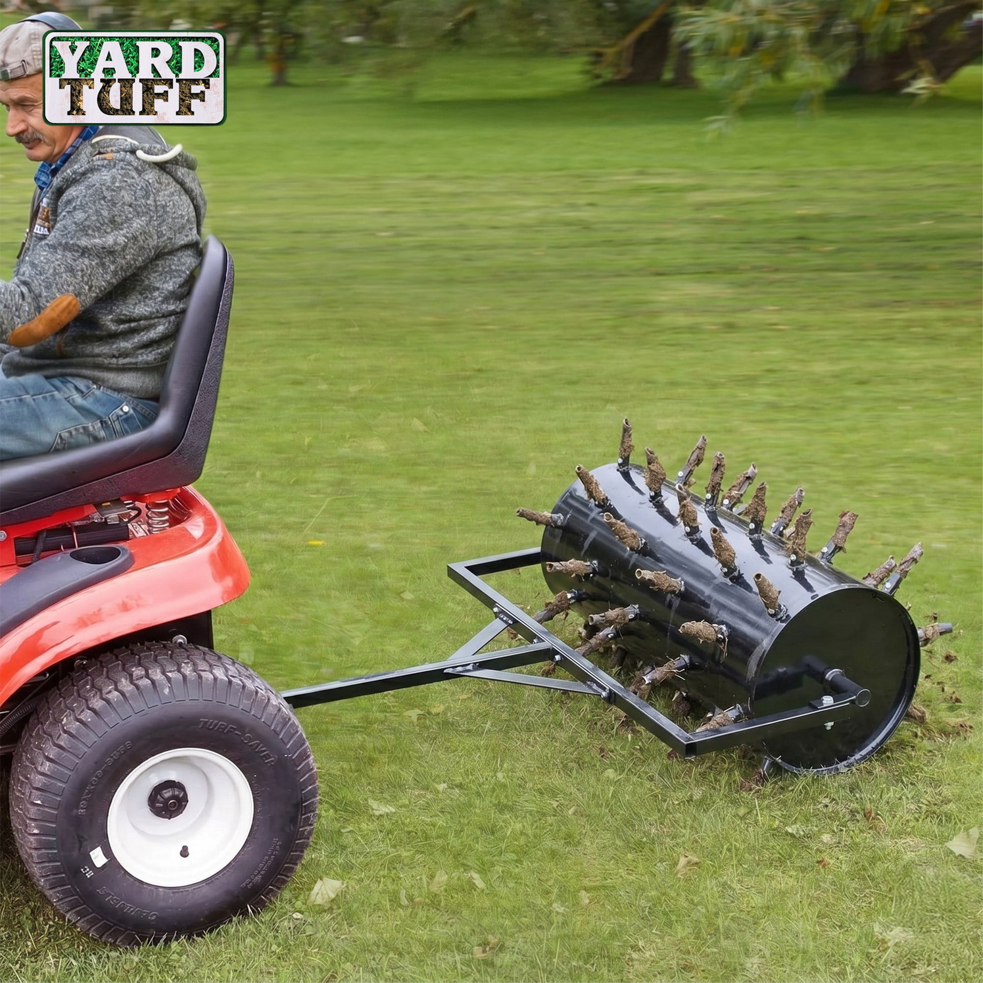 Yard Tuff Drum Plug Style Aerator Tow-Behind UTV or ATV Steel Blade, 36" Wide