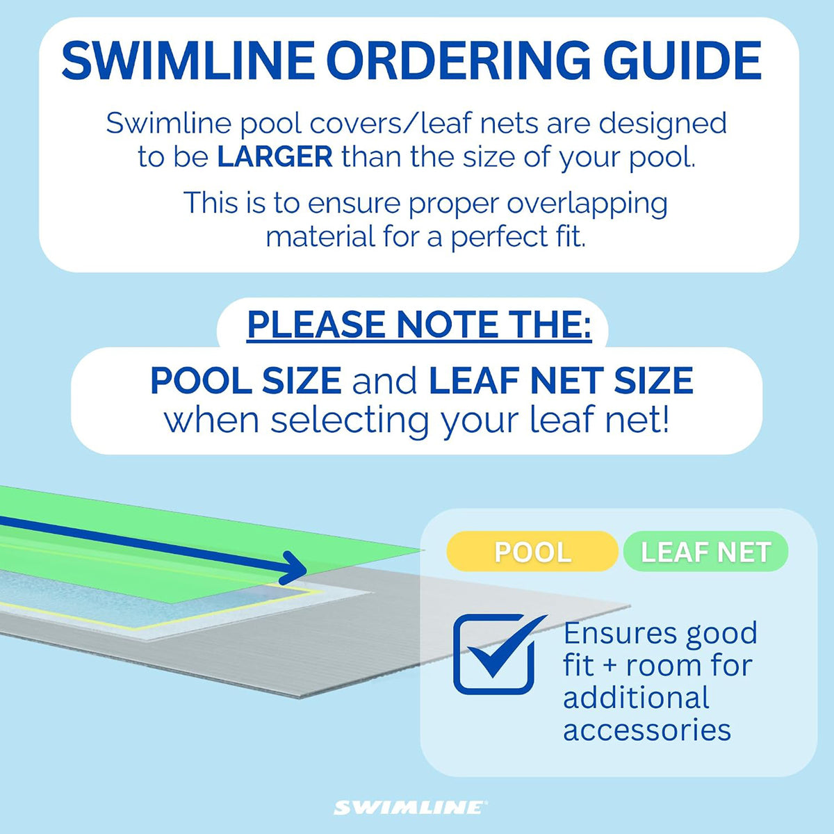 Swimline Hydrotools Winter Leaf Net, Cover for Above Ground Pool, 24x49’, Black