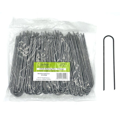 DeWitt 6 Inch U-Shaped Rounded Top Steel Anchor Pins for Landscaping, 100 Count