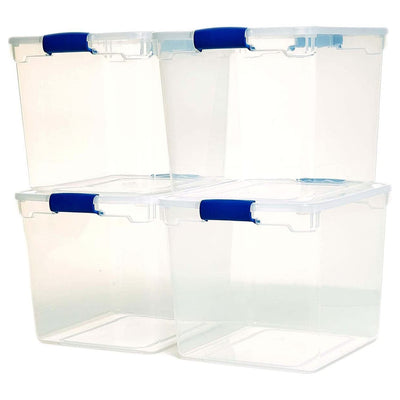 Homz 31 Quart Heavy Duty Clear Plastic Stackable Storage Containers, 4 Pack (2 Pack)  + Homz 15.5 Quart Heavy Duty Clear Plastic Stackable Storage Containers, 4 Pack (2 Pack)