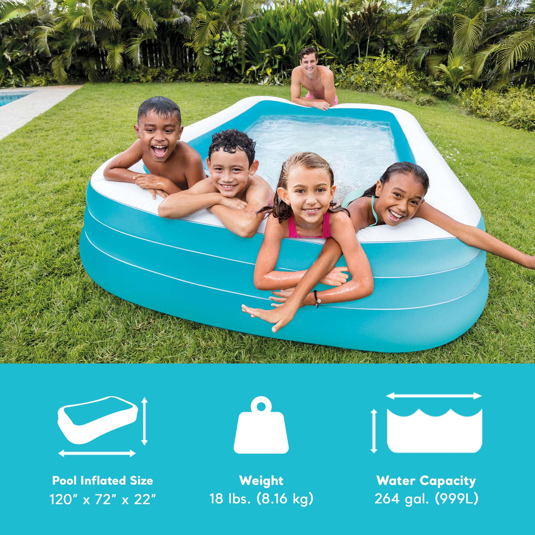 Intex Swim Center Family Backyard Inflatable Kiddie Swimming Pool, Color Varies