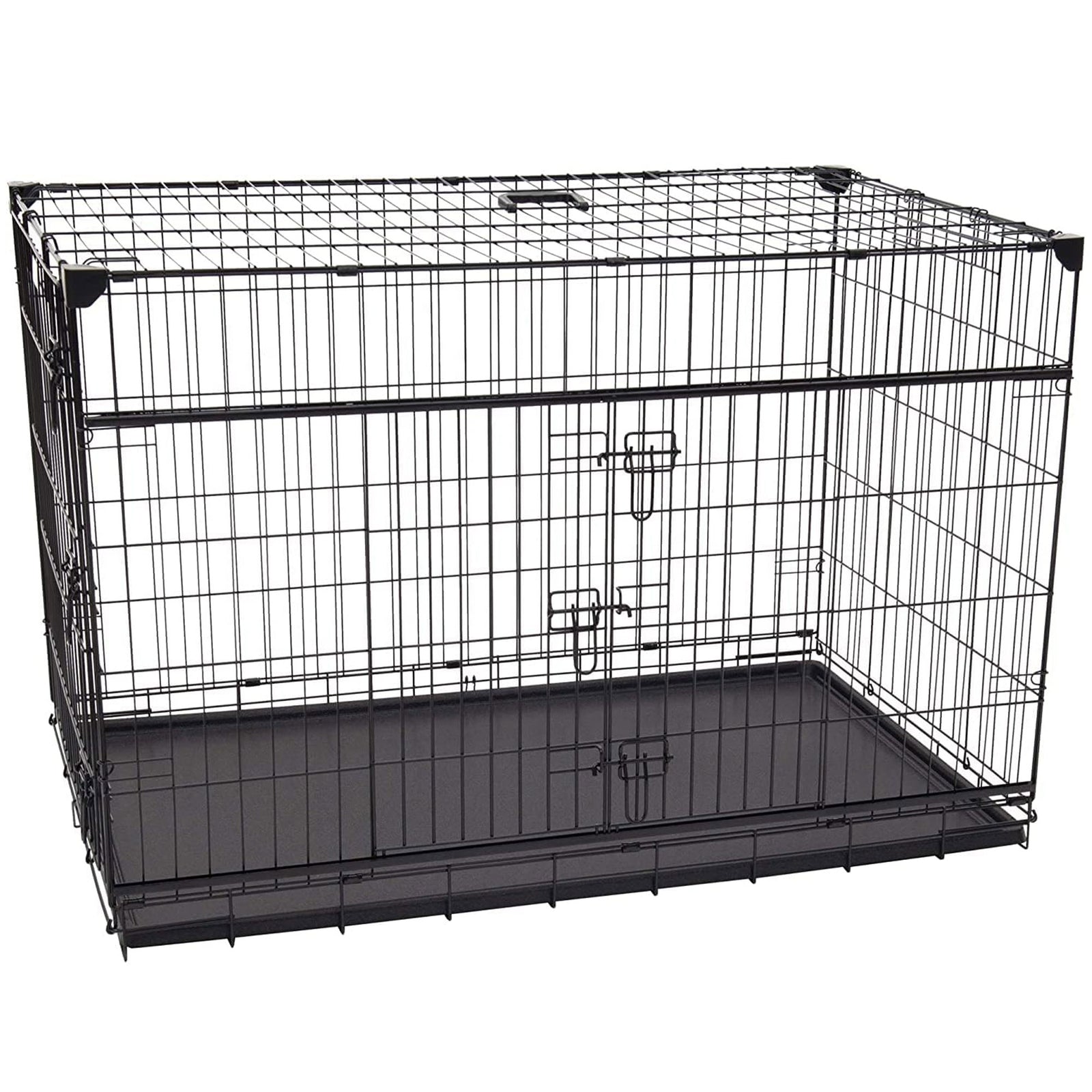 Lucky Dog Dwell Series 48 Inch XL Kennel Secure Fenced Pet Dog Crate, Black - VMInnovations