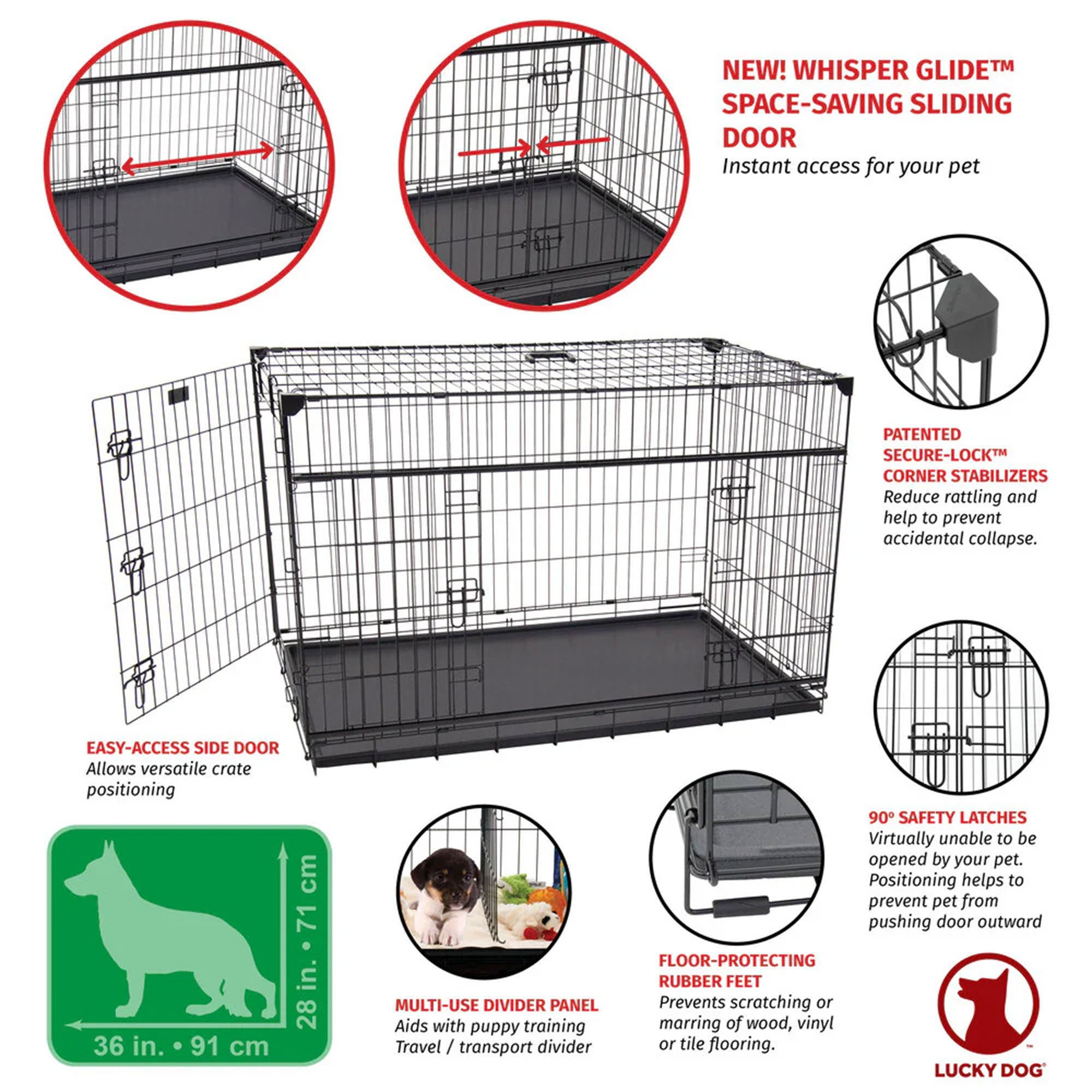 Lucky Dog Dwell Series 48" XL Kennel Secure Fenced Pet Dog Crate,Black(Open Box) - VMInnovations