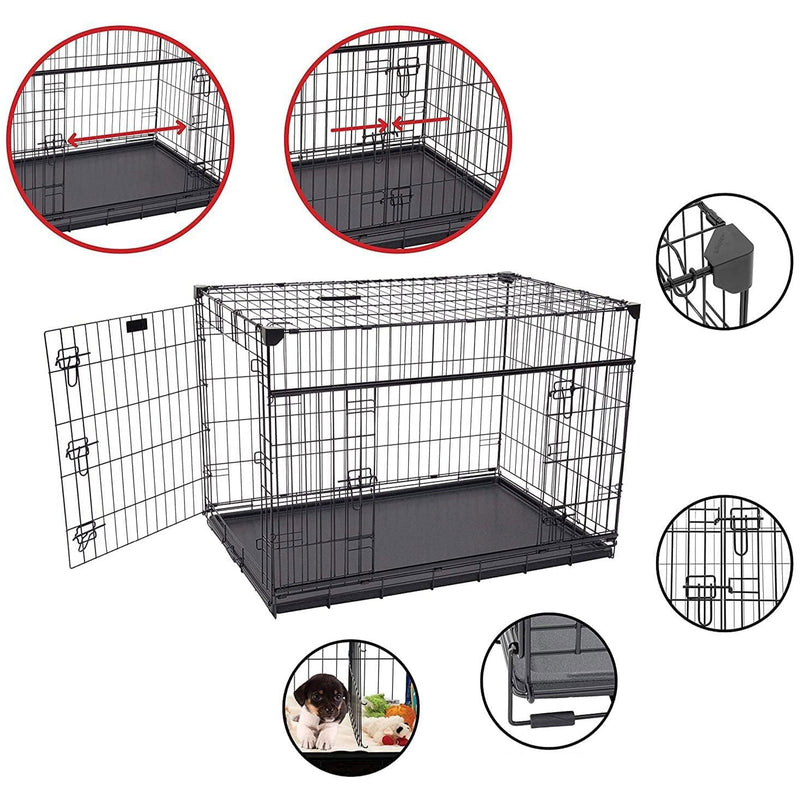 Lucky Dog Dwell Series 48" XL Kennel Secure Fenced Pet Dog Crate,Black(Open Box)