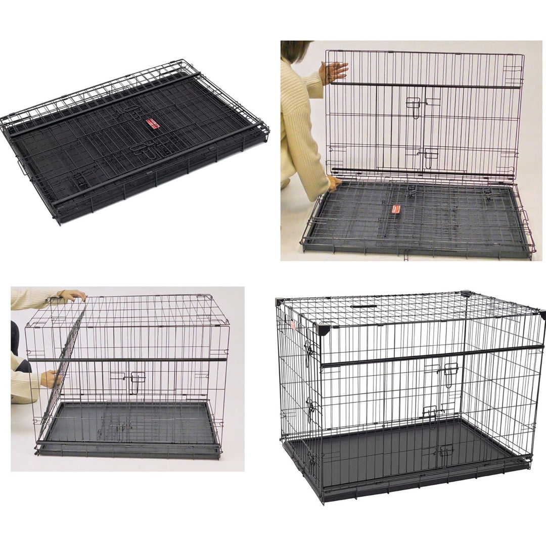 Lucky Dog Dwell Series 48 Inch XL Kennel Secure Fenced Pet Dog Crate, Black