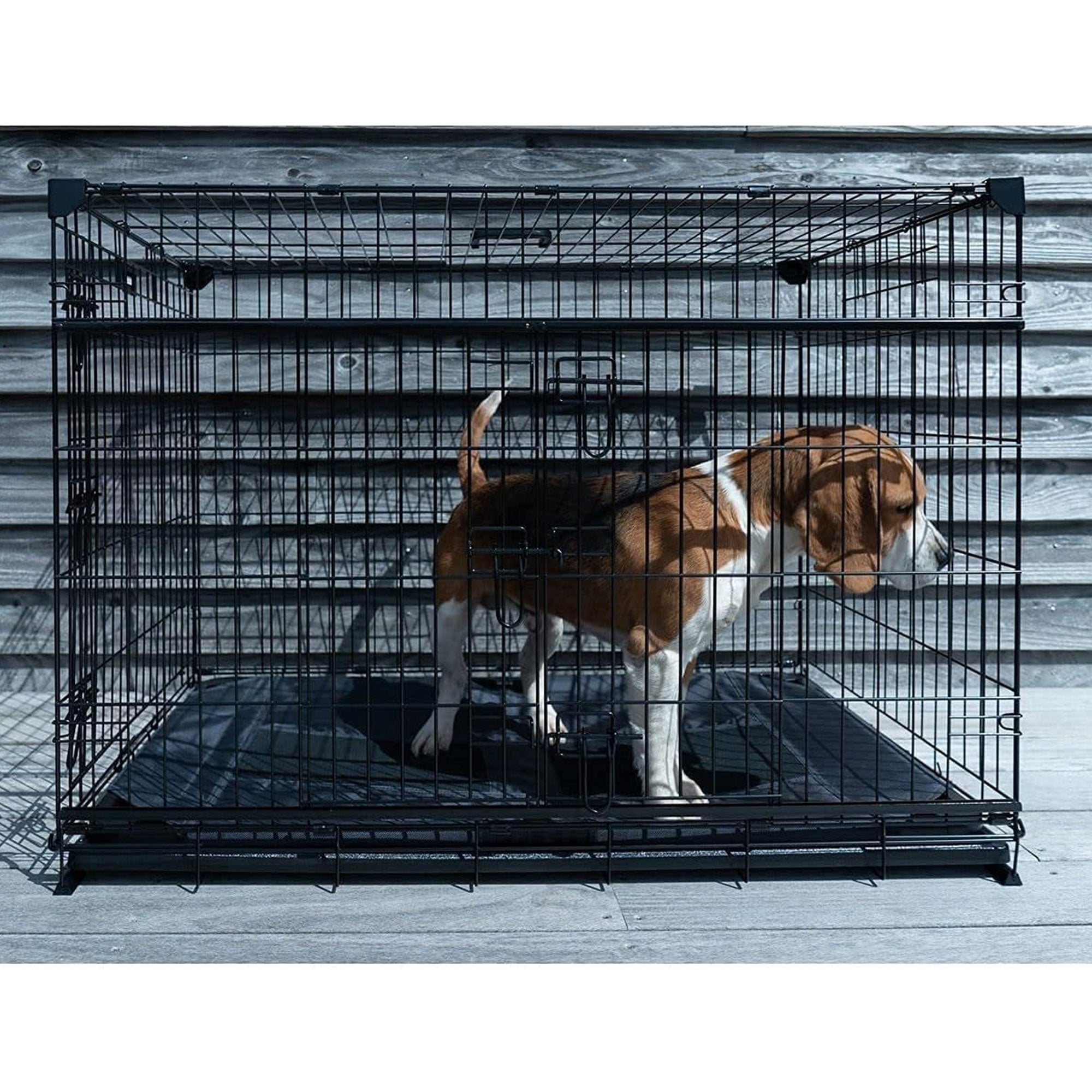 Lucky Dog Dwell Series 48" XL Kennel Secure Fenced Pet Dog Crate,Black(Open Box) - VMInnovations