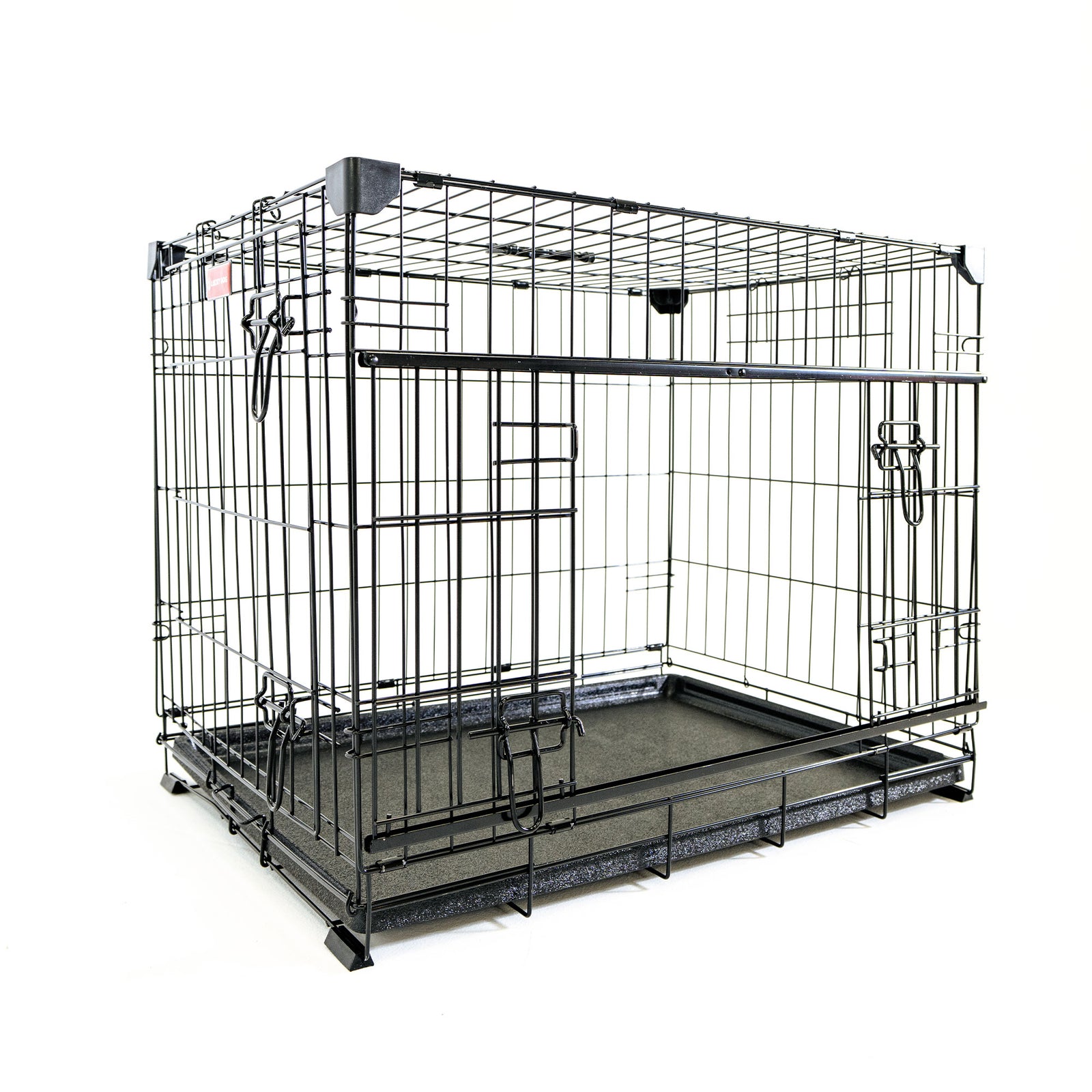 Lucky Dog Dwell Series 30 Inch S/M Kennel Secure Fenced Pet Dog Crate, Black - VMInnovations