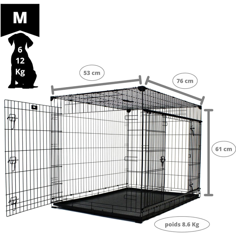 Lucky Dog Dwell Series 30 Inch S/M Kennel Secure Fenced Pet Dog Crate, Black