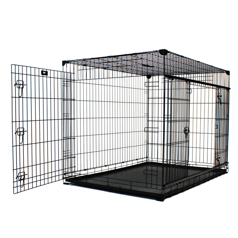 Lucky Dog Dwell Series 30 Inch S/M Kennel Secure Fenced Pet Dog Crate, Black