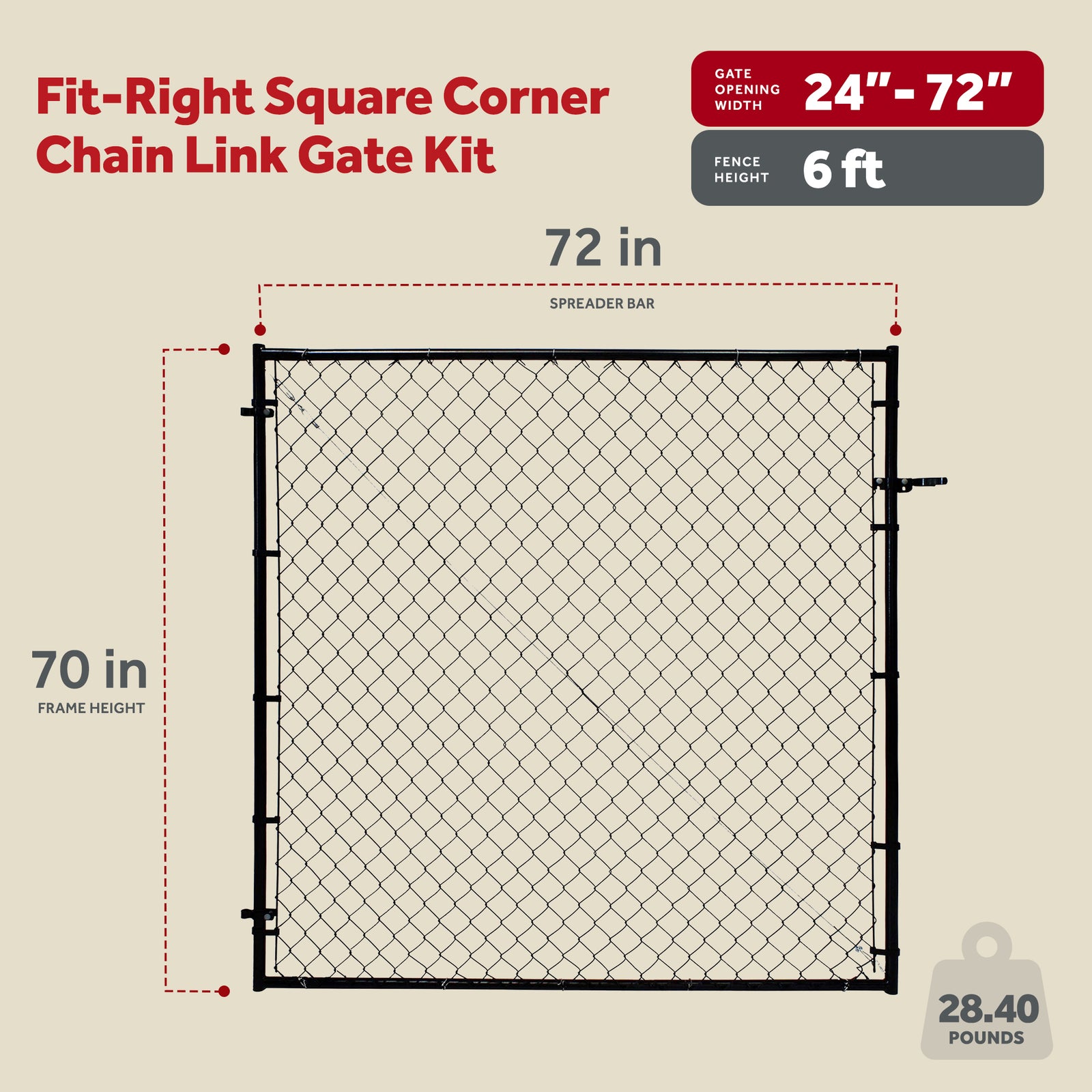 Adjust-A-Gate Fit-Right Adjustable Steel Frame Square Corner Gate Kit, Black - VMInnovations