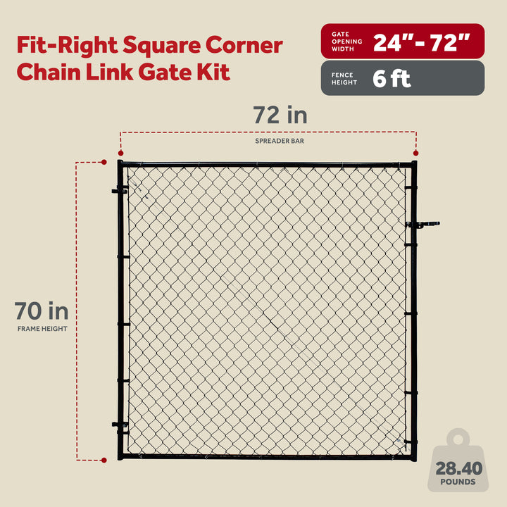 Adjust-A-Gate Fit-Right Adjustable Steel Frame Square Corner Gate Kit, Black