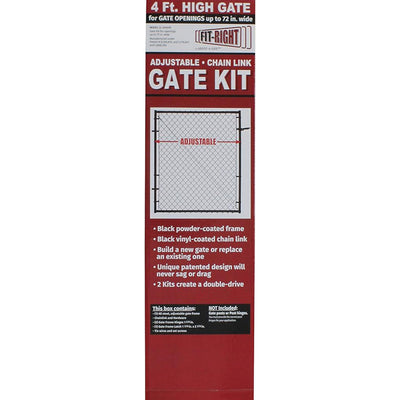 Adjust-A-Gate Fit-Right Adjustable Chain Link Gate w/Square Corner Frame, Black