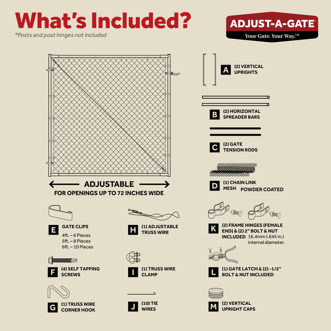 Adjust-A-Gate Adjustable Chain Link Gate w/Square Corner Frame, Black(For Parts) - VMInnovations