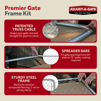 Adjust-A-Gate Fit-Right Adjustable Chain Link w/Square Frame,Black(Open Box) - VMInnovations