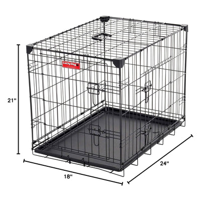 Lucky Dog 24 Inch Small Kennel Secure Fenced Pet Dog Crate, Black (Open Box) - VMInnovations