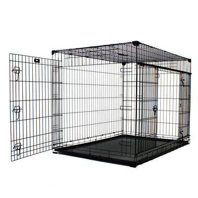 Lucky Dog 24 Inch Small Kennel Secure Fenced Pet Dog Crate, Black (Open Box) - VMInnovations
