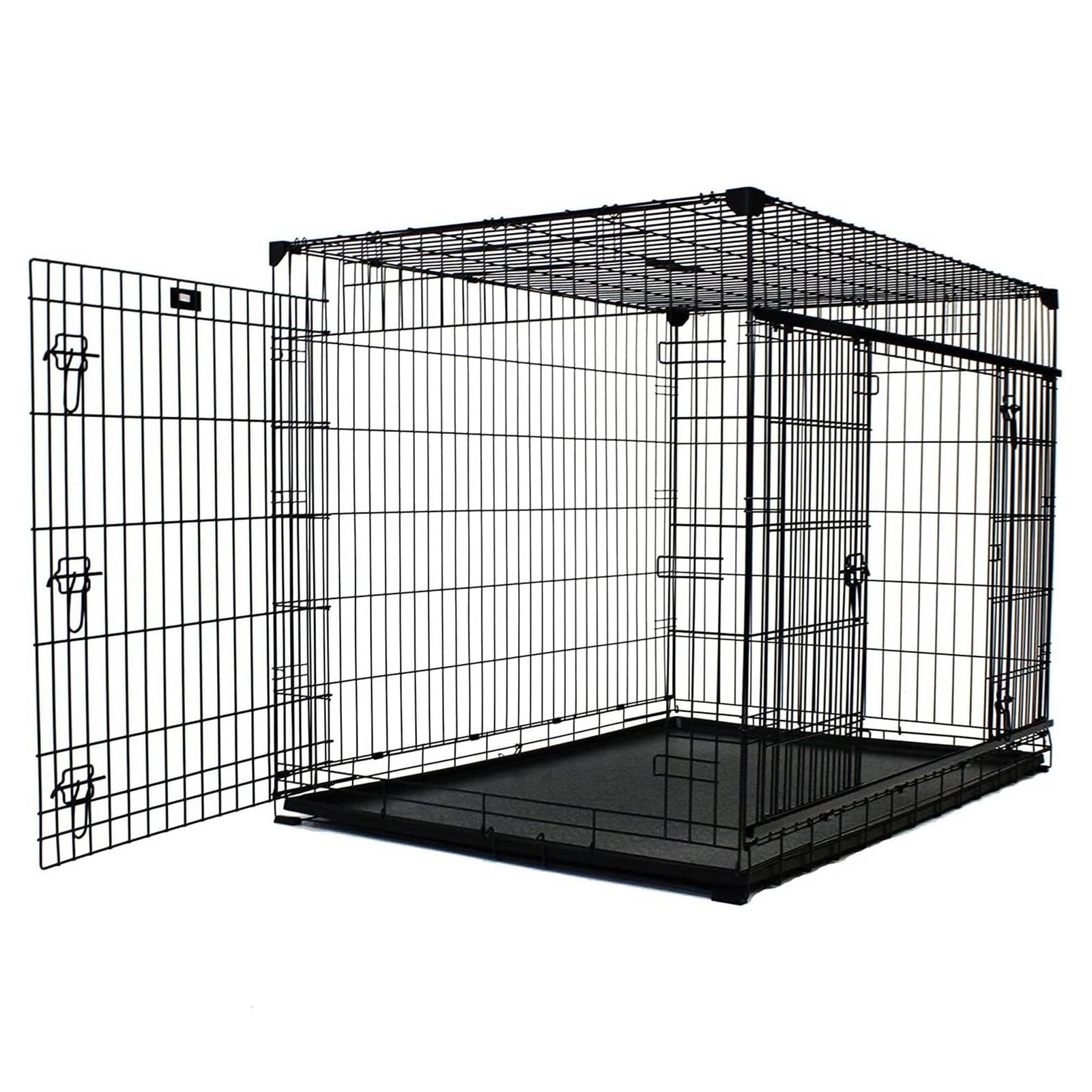 Lucky Dog Dwell Series 42 Inch Large Kennel Secure Fenced Pet Dog Crate, Black - VMInnovations
