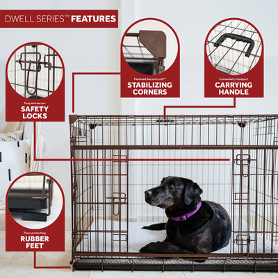 Lucky Dog Dwell Series 42" Large Kennel Secure Fenced Pet Dog Crate, Black(Used)