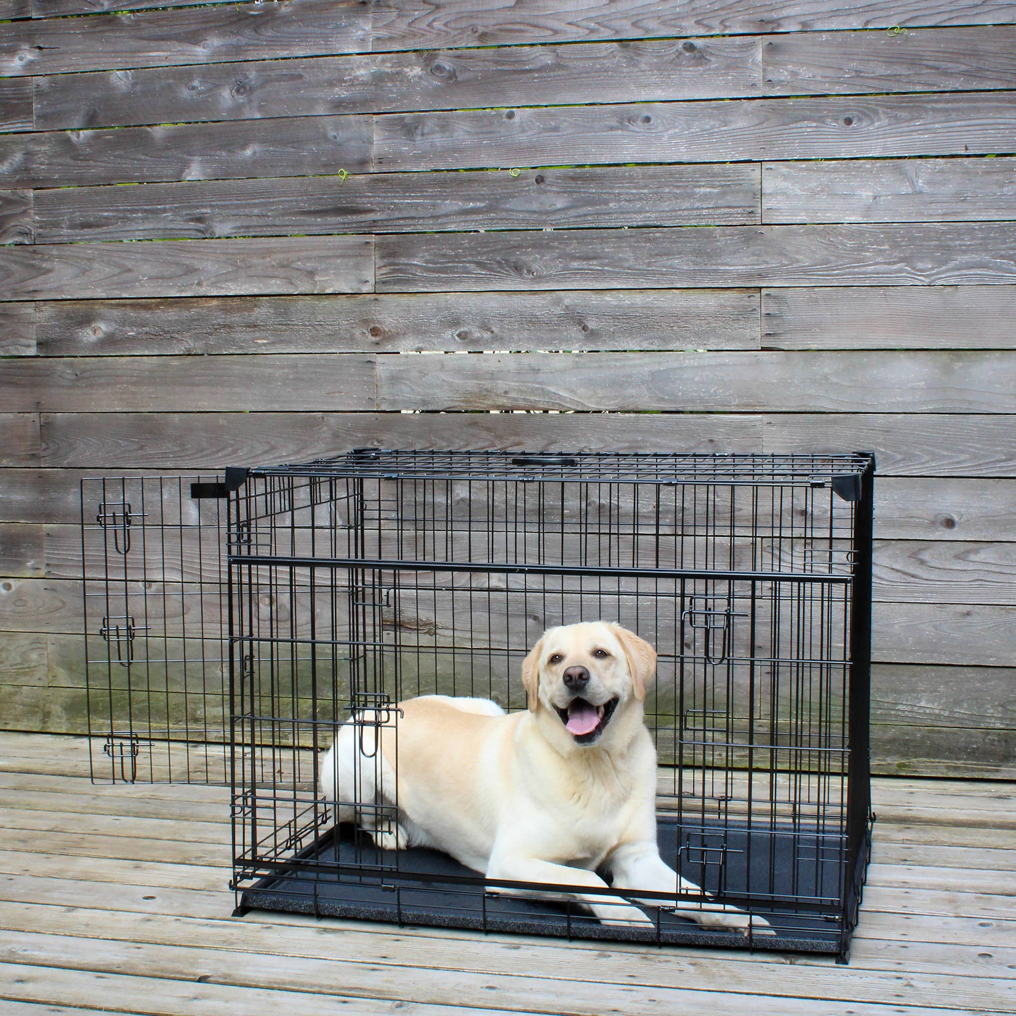 Lucky Dog Dwell Series 42 Inch Large Kennel Pet Dog Crate, Black (Open Box) - VMInnovations