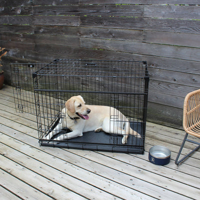 Lucky Dog Dwell Series 42 Inch Large Kennel Pet Dog Crate, Black (Open Box) - VMInnovations