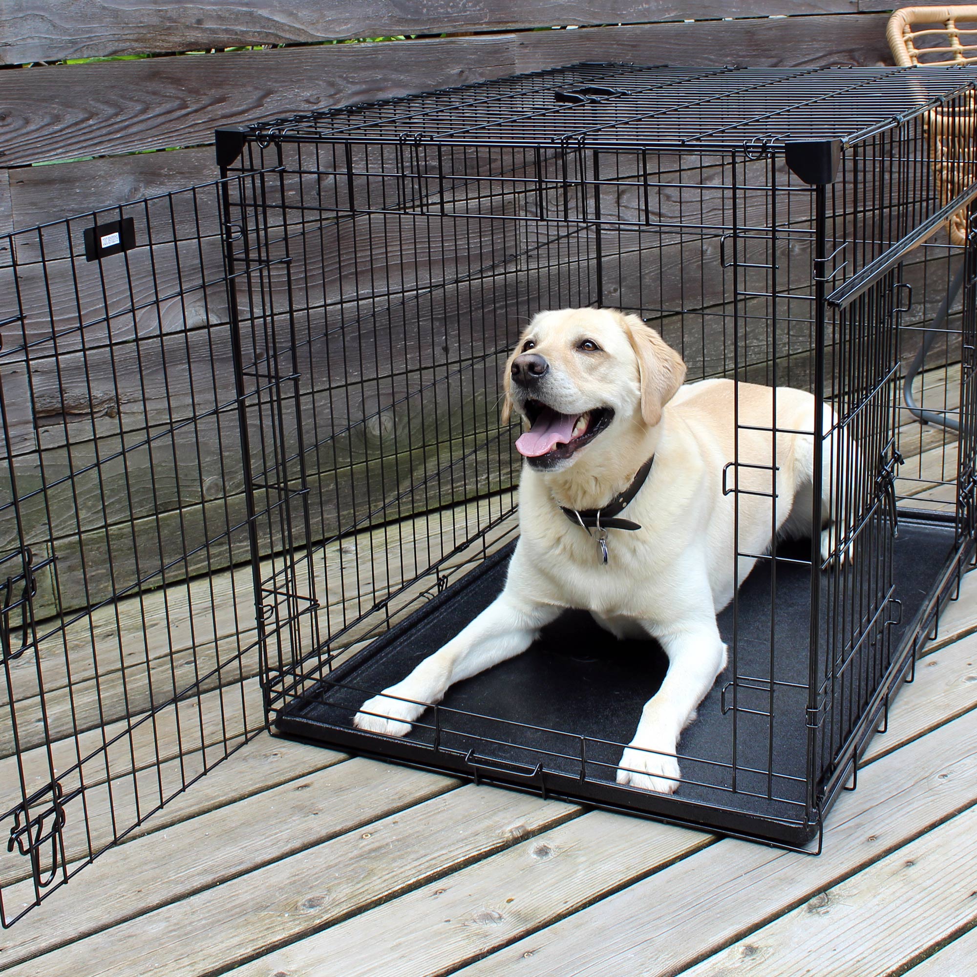 Lucky Dog Dwell Series 42 Inch Large Kennel Pet Dog Crate, Black (Open Box) - VMInnovations