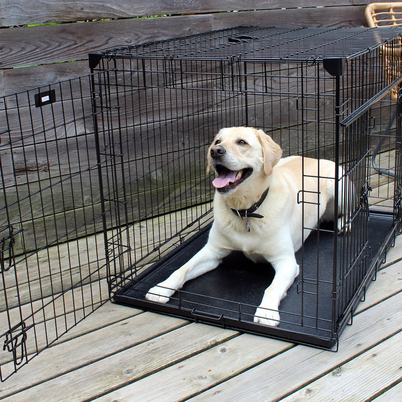 Lucky Dog Dwell Series 42" Large Kennel Secure Fenced Pet Dog Crate, Black(Used)