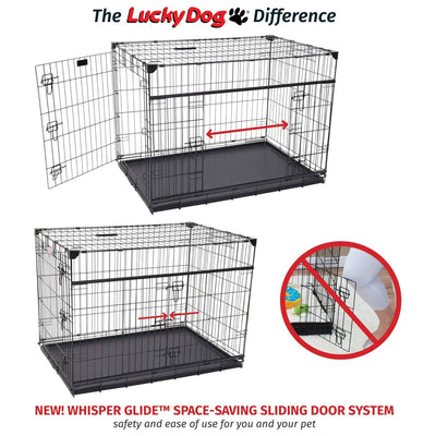 Lucky Dog Dwell Series 36 Inch M/L Kennel Secure Fenced Pet Dog Crate, Black - VMInnovations