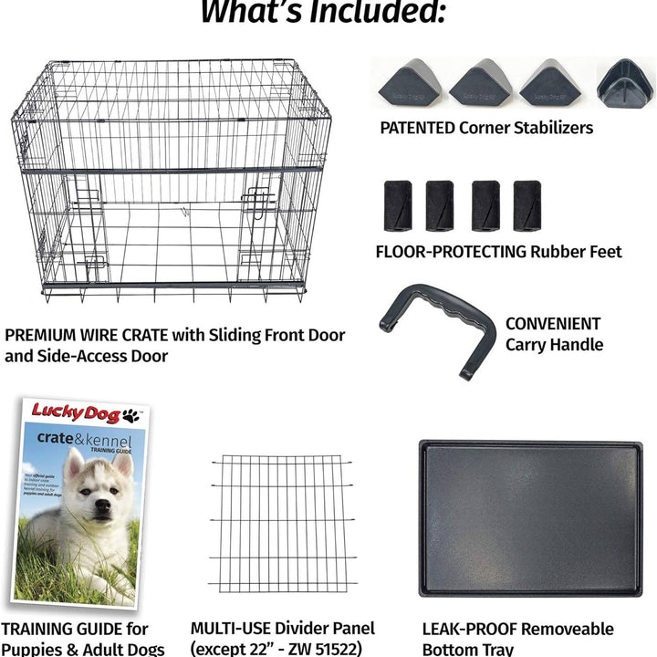 Lucky Dog Dwell Series 36 Inch M/L Kennel Secure Fenced Pet Dog Crate, Black