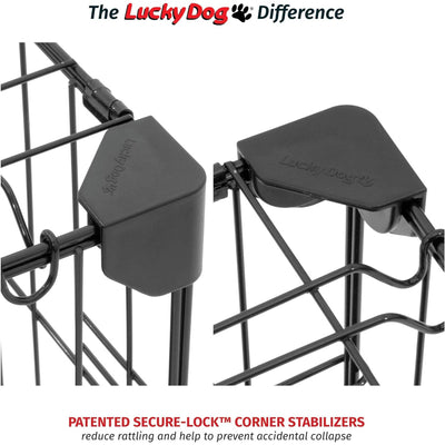 Lucky Dog Dwell Series 36 Inch M/L Kennel Secure Fenced Pet Dog Crate, Black - VMInnovations