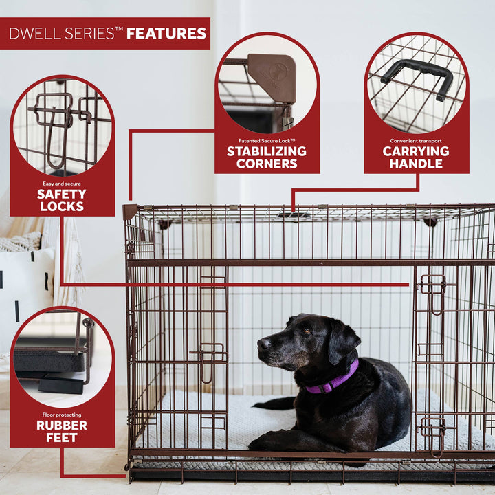 Dwell Series 36 Inch M/L Kennel Secure Fenced Pet Dog Crate, Black (Open Box)