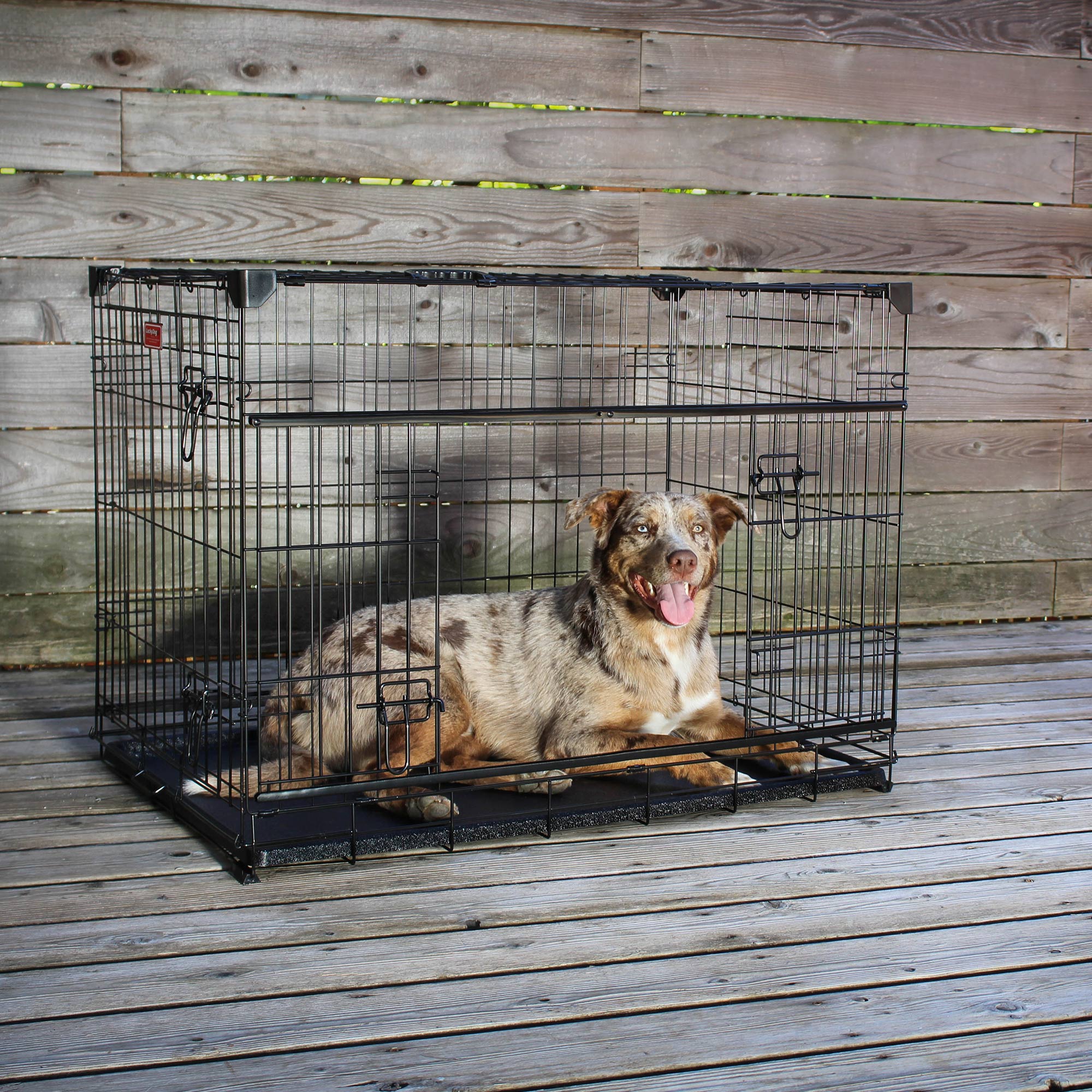 Lucky Dog Dwell Series 36 Inch M/L Kennel Secure Fenced Pet Dog Crate, Black - VMInnovations