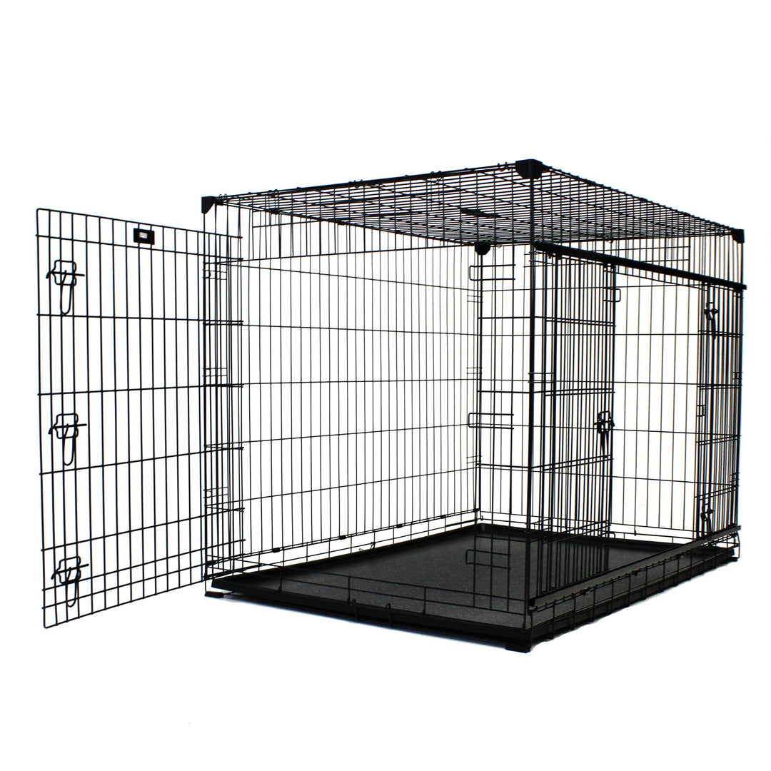 Dwell Series 36 Inch M/L Kennel Secure Fenced Pet Dog Crate, Black (Open Box)