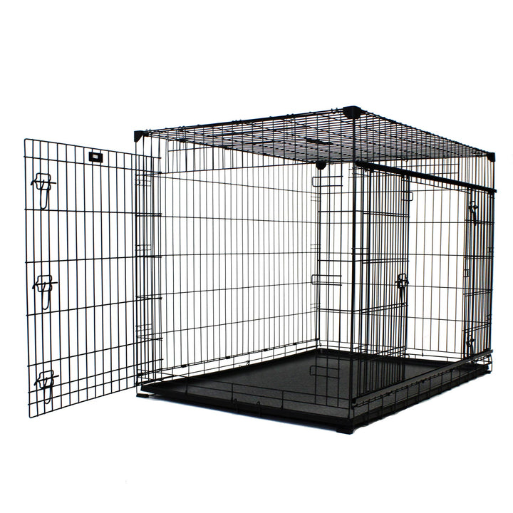 Dwell Series 36 Inch M/L Kennel Secure Fenced Pet Dog Crate, Black (Open Box)