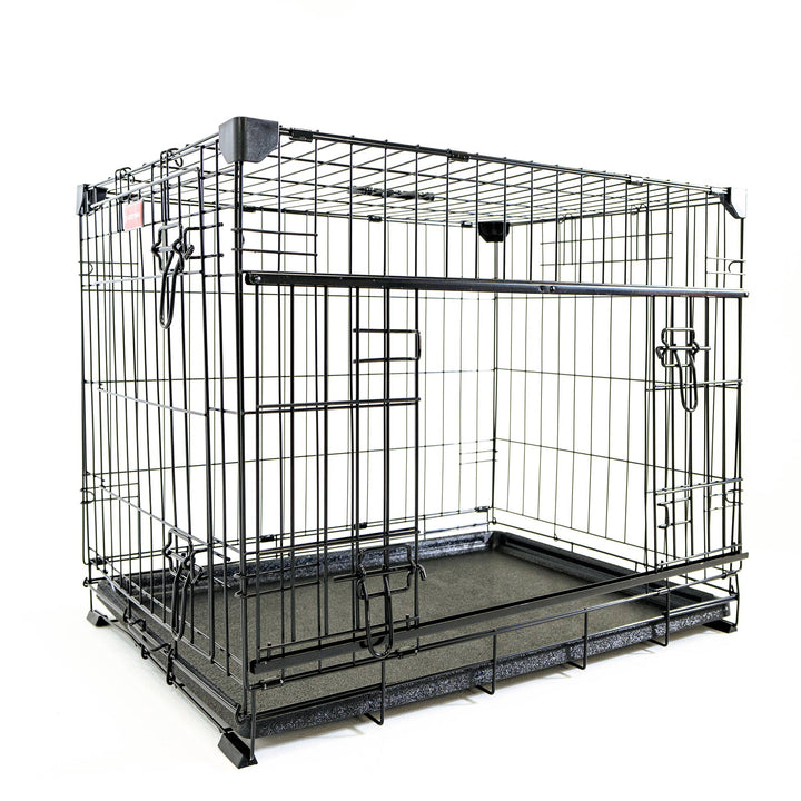 Lucky Dog Dwell Series 36 Inch M/L Kennel Secure Fenced Pet Dog Crate, Black