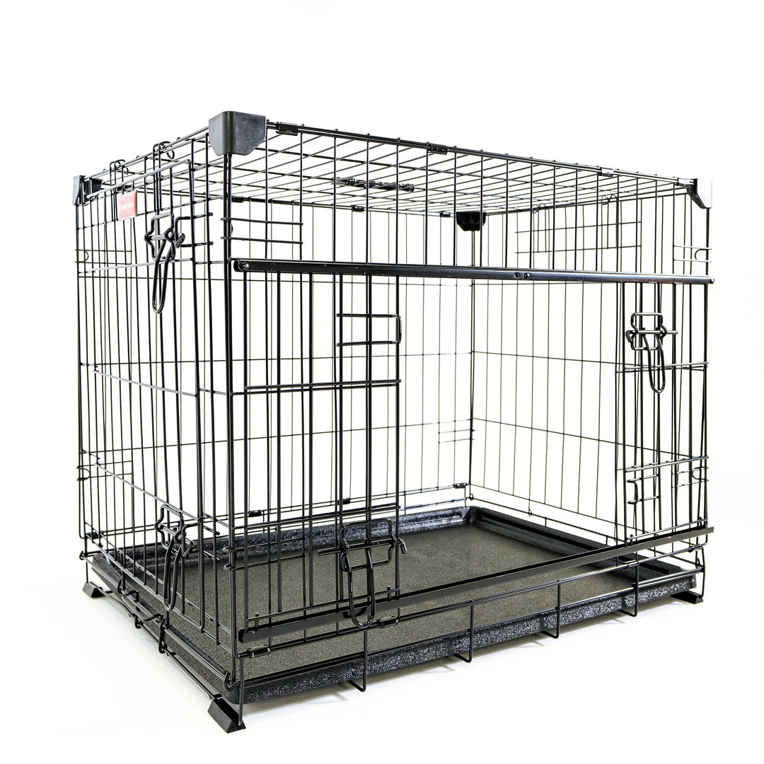 Dwell Series 36 Inch M/L Kennel Secure Fenced Pet Dog Crate, Black (Open Box)
