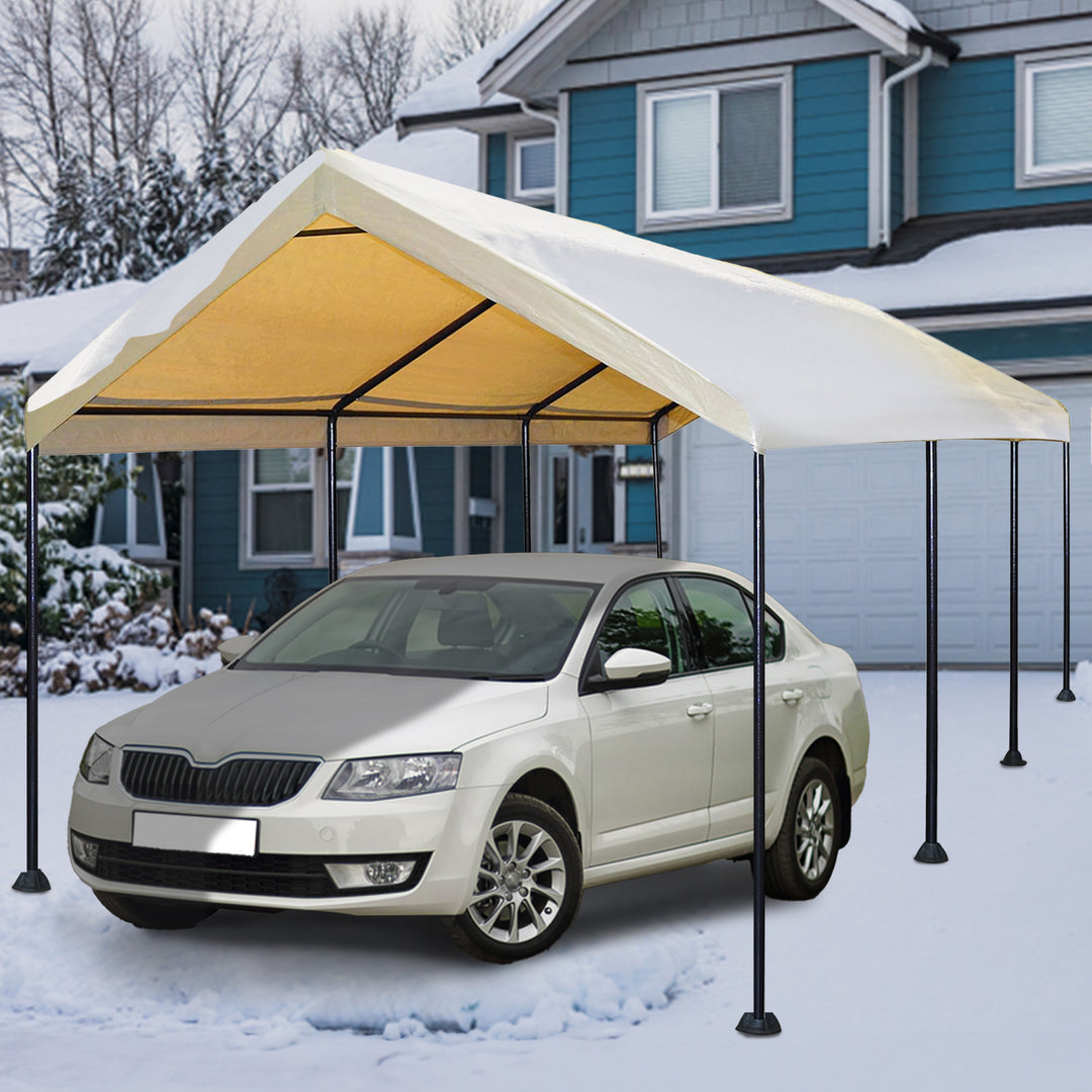 Caravan Canopy Mega Domain Waterproof Steel Frame Carport, 10x20ft,Tan(Open Box) - VMInnovations