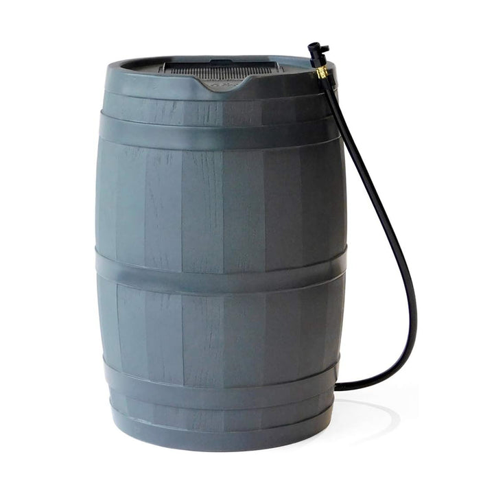 FCMP RC45 45 Gal Outdoor Rain Water Catcher Barrel Container, Grey (Open Box)