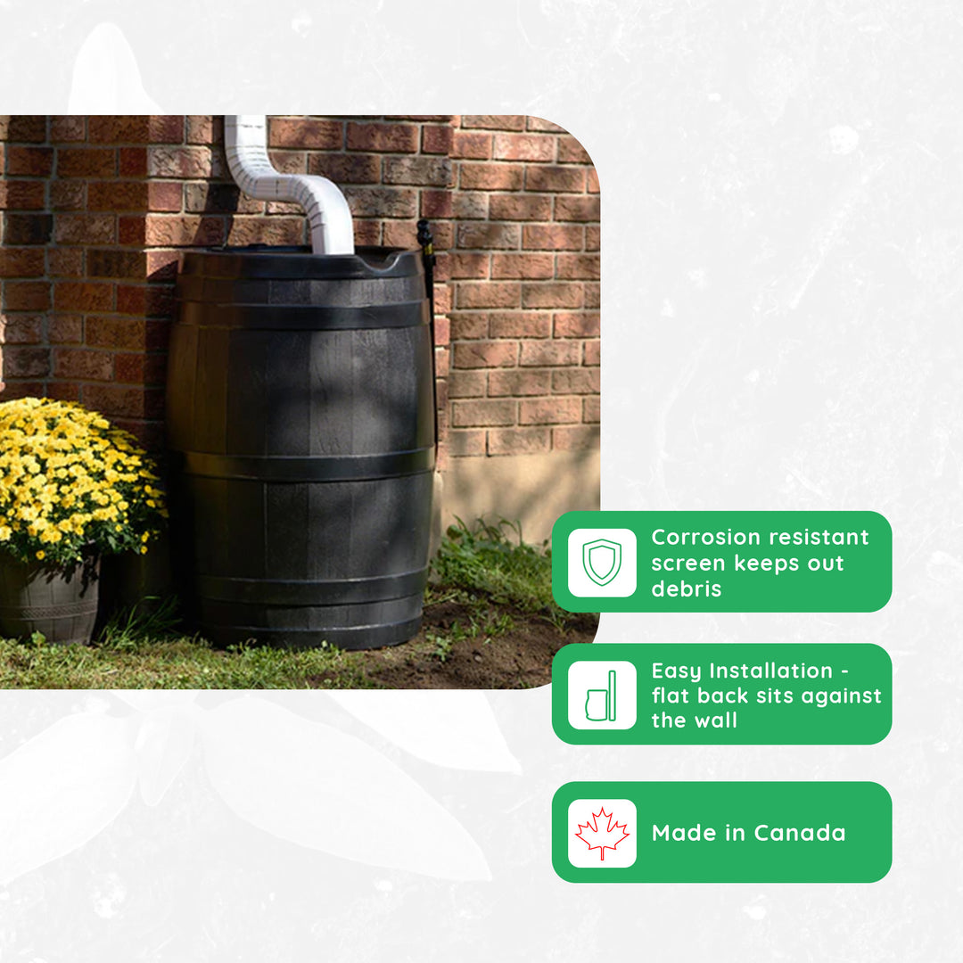 FCMP RC45 45 Gal Outdoor Rain Water Catcher Barrel Container, Grey (Open Box)